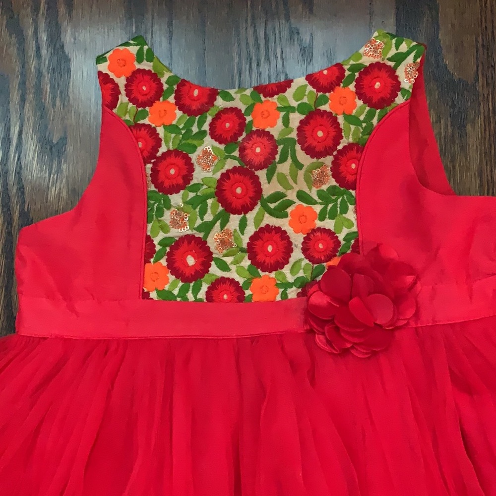 Red low high dress
